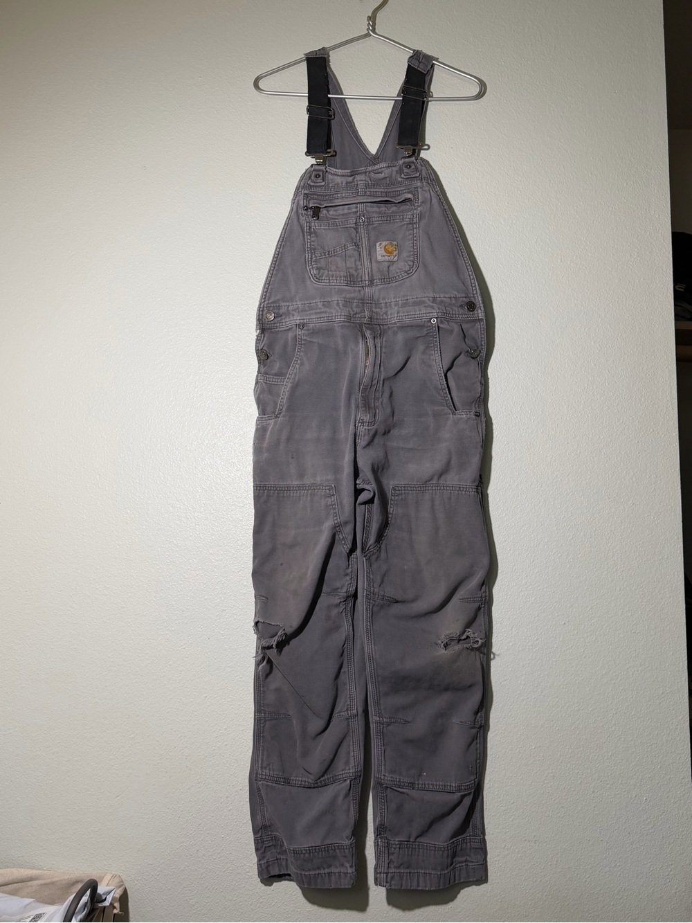 Carhartt Men’s Rugged Flex Rigby Bib Overalls Gravel 32X30 102987 Distressed